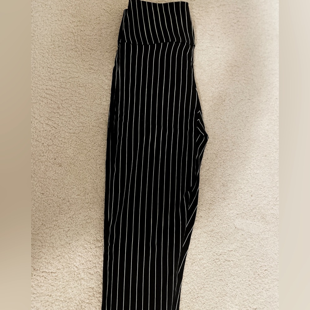 Black and white striped pants